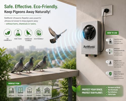 Image of RepellQ Bird Repellent System,Very Loud & Noisy Frequency Sound, Bird Deterrent Device to Keep Birds Away from Indoors, Outdoors Such as Pigeons, Crows, Bat (2500 Sq. Feet Area)