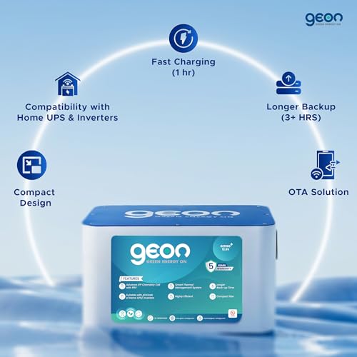 Image of Geon GE1500⁺ 12.8V 100Ah Lithium-Ion Inverter Battery, 3+ Hours Backup, Fast Charging, Longer Life, Smart BMS, Compatible with Different Types of Inverter, Eco-Friendly Power Backup for Home & Office