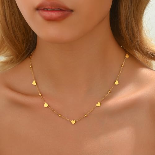 Gold Chain Necklace for Women 18K Gold Plated Stainless Steel Necklace Dainty Star Cross Heart Choker Chains Simple Delicate Minimalist Trendy Jewelry2