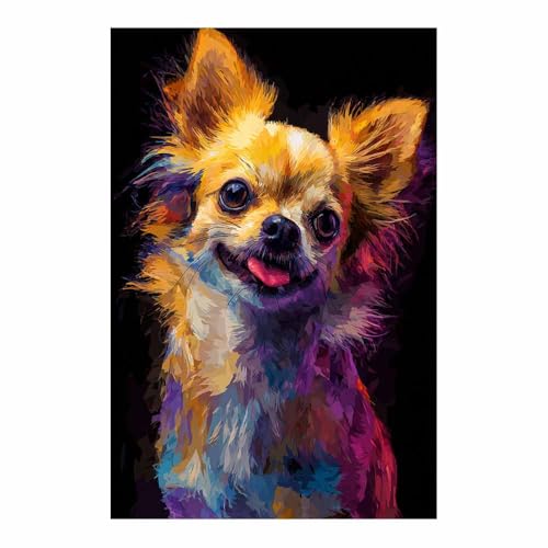 Chien à la fourrure colorée tableau sur toile pour habiller un mur vide avec humour