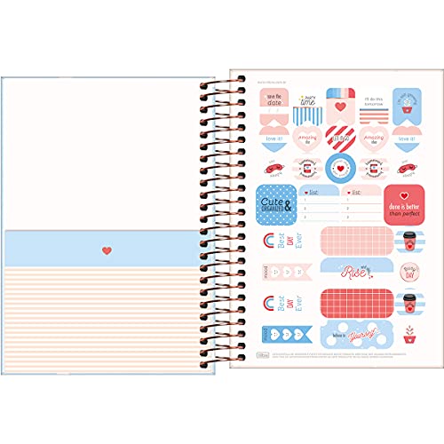 Agenda Espiral Diária 14 x 20 cm Soho 2022 - Estampa Listras azuis e rosas - new dreams - Tilibra, 5