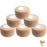 ALLVD テーピング 自着性 不織布凝集 伸縮性 通気性 敏感肌に適しています 多機能 家庭用一人で巻ける 巻きなおしOK 簡単 フィット 滑り止め クッション 災害時 子供 お年寄り2.5cm*4.5m 6巻入