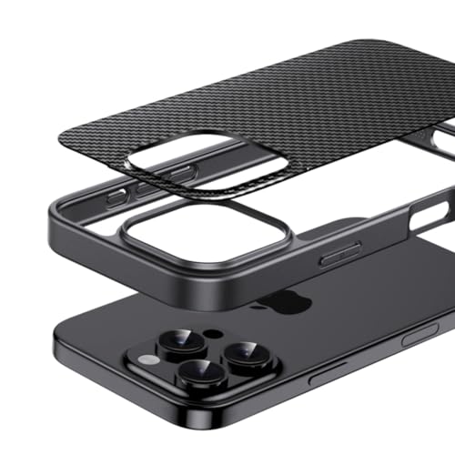 Coque carbone iPhone 14 Pro Max doré modèle mat givré simple - 3