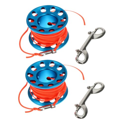 Carrete de buceo antienredos de aluminio con mosquetón Toyvian 2 unidades