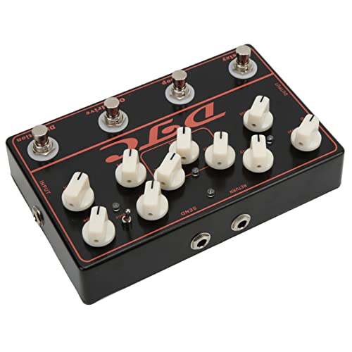 Pédale multi effets guitare 4 en 1 noire avec distorsion overdrive boucle et delay DC 9V