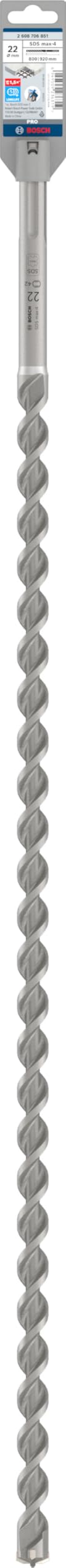 Bosch 1x Punta per martelli PRO SDS max-4 (per Calcestruzzo armato, Blocco in calcestruzzo, Ø 22,00 mm, Professional Accessorio Martello perforatore)