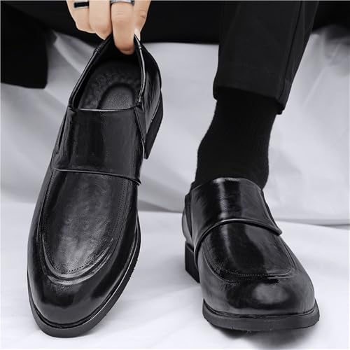 Mens Oxford Leather Shoes Classic Formal Business Dress Comfortable Wedding Prom Casual Retro Slip Resistant(8.5) Black2