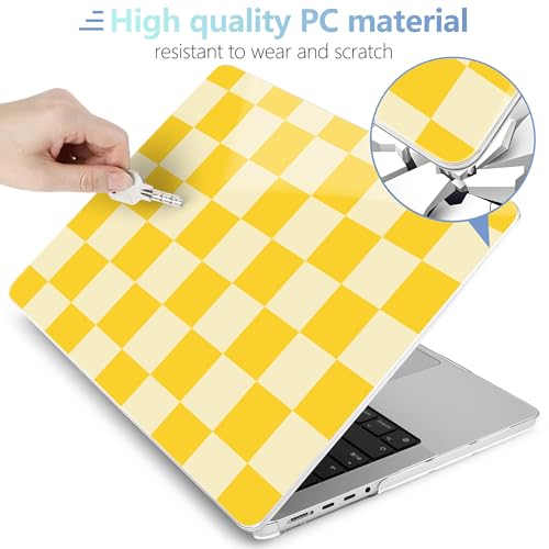 Image of MEEgoodo Case for MacBook Pro 16 inch 2026 2024 2023 2021, Laptop Hard Shell Compatible with M5 M4 M3 M2 M1 Pro /Max Chip, Fit Model A3429 /A3428 /A3403 /A3186 /A2991 /A2780 /A2485, Yellow Squares