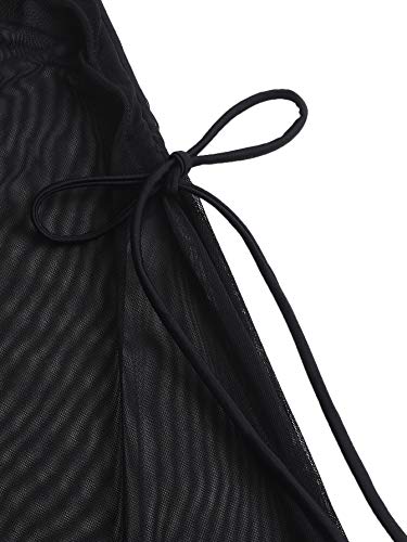 Verdusa Women's Swimsuit Mesh Cover Up High Split Drawstring Bikini Long Dress4