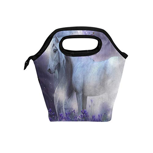 SLHFPX Lunch Box Fantasy Unicorn Forest Landscape Nature Womens Insulated Lunch Bag Kids
