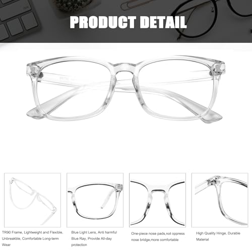 Image of Hycredi Kids Blue Light Blocking Glasses for Boys & Girls, Square Frame | Lightweight Eyewear For Daily Screen Time, Ideal For Computers, Gaming, Tablets And Phones With Comfortable Lenses
