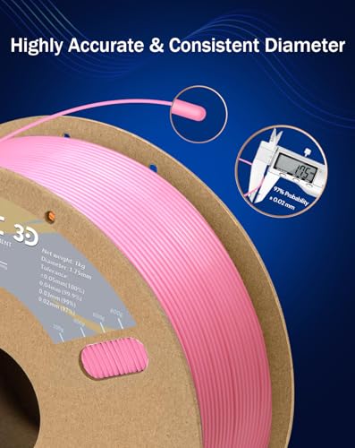 Image of DURAMIC 3D PETG Filament 1.75mm Pink, 3D Printing Filament 1kg Spool(2.2lbs), Pink Filament 1.75mm Dimensional Accuracy + /- 0.05 mm Non-Tangling Non-Clogging Non-Stringing