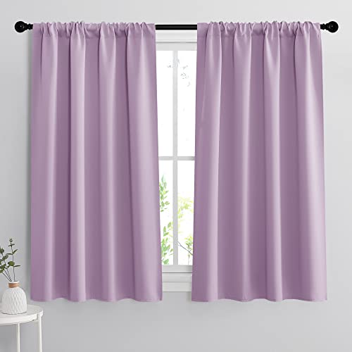 RYB HOME Blackout Curtains for Bedroom Thermal Insulated Window Drapes for Living Room, 2 Panels Set, W 42 x L 54 inch, Lilac