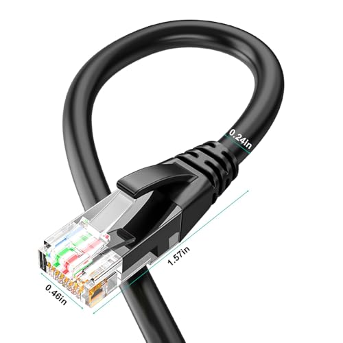 Ercielook Cat6 Câble Ethernet extérieur 200ft, Haute vitesse 23AWG 10Gbps CCA UTP Câble réseau - Enterrement direct LLDPE UV manteau LAN Cord