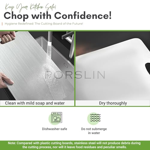 Image of Porslin by Chef Stainless Steel Chopping Board, Chopping Board Steel Vegetable Cutting Board Steel for Kitchen Use, SS Chopper Board, Metal Cutter Board 31 X 21cm, Premium, Heavy Duty