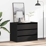 ZXQVLMRS Cassettiera con 3 cassetti, in legno, colore nero