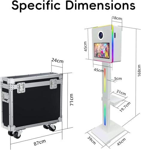 Mirror Photo Booth with Printer, DSLR Photo Booth Built-in Mini PC with 15.6" Touch Screen, App Remote Music Sync RGB Lights, Flight Case, Instant Print and Share for Parties Weddings Event Rental — view 8
