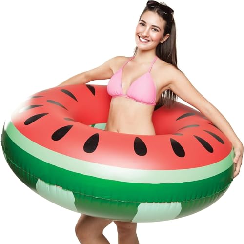 Schwimmring Melone 120 cm In Melonenform Oder Schwimmring Erwachsene. Aufblasbares Und Robustes Design, Bietet Spaß Für Erwachsene Am Strand Oder Im Pool.