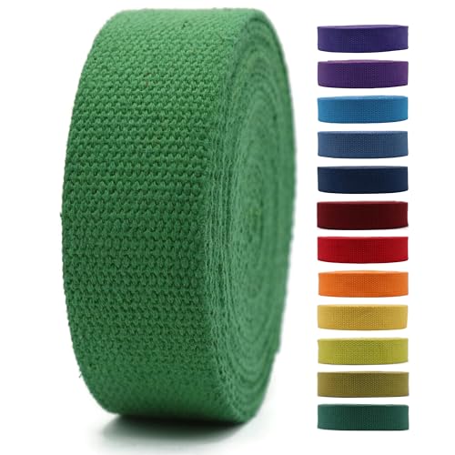 Cotton Webbing 2" & 1.5'' & 1" - 5 Yards - 50+ Colors -%100 Natural Cotton - Turkish Woven - Heavy Duty 1 Inch 1.5 Inch 2 Inch Canvas Webbing for Sewing Straps Bag Climbing Indoors Craft DIY 11334…