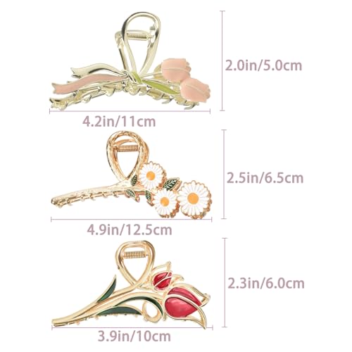 Set de 3 Pinzas Florales de Metal Multicolor para Cabello miniatura 3