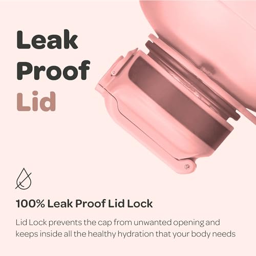 Image of Hydracy Water Bottle Storage Sleeve and Straw- Large Half Gallon 2.3 Litres BPA Free Motivational Time Marker -Leak Proof Gym -Ideal Fitness or Sports & s, Rose Gold Straw 78oz, 2.3L