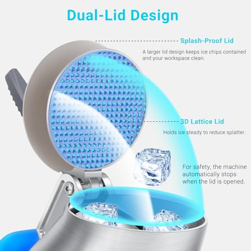 image for Hurmovae 300W 178 lbs/hr ETL-Listed Dual Blade Electric Ice Shaver Mac