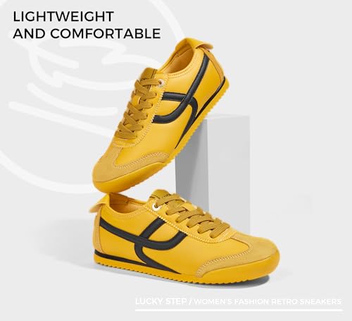 LUCKY STEP Women's Retro Fashion Sneakers Thin Sole Casual Walking Lightweight Tennis Trainers Running Gym Workout Classic Comfortable Athletic Shoes4