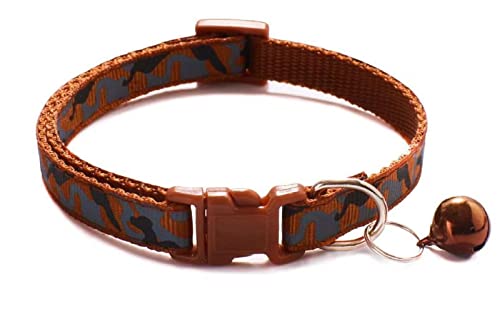 Image of Cat Collar with Bell,Kitten and Small Dogs Soft Adjustable Collar,Safe,Breakaway for Cats and Puppies - Dark Brown (CAMO Design)