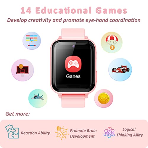 Pthtechus Kids Smart Watch Toys - Boys And Girls Smart Watch With Game Music Mp3 Player Video Hd Selfie Camera Calculator Alarm Clock Flashlight Recording 12/24 Hour Pedometer For 4-14 Years Old Gift #TOP6