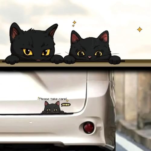 TATACLEA 車のステッカー、かわいい猫、漫画の車のステッカー、スクラッチ 二匹の子猫