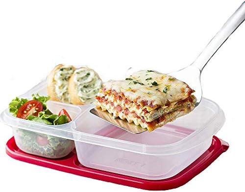 [2-3-4-5-6-8-10 Pack] Plastic Bento Lunch Box 3 Compartment BPA Free Meal Container Microwavable, Dishwasher Safe & Reusable Food Storage Multi-Coloured Eco-Friendly Lunch Box (Pack 2)