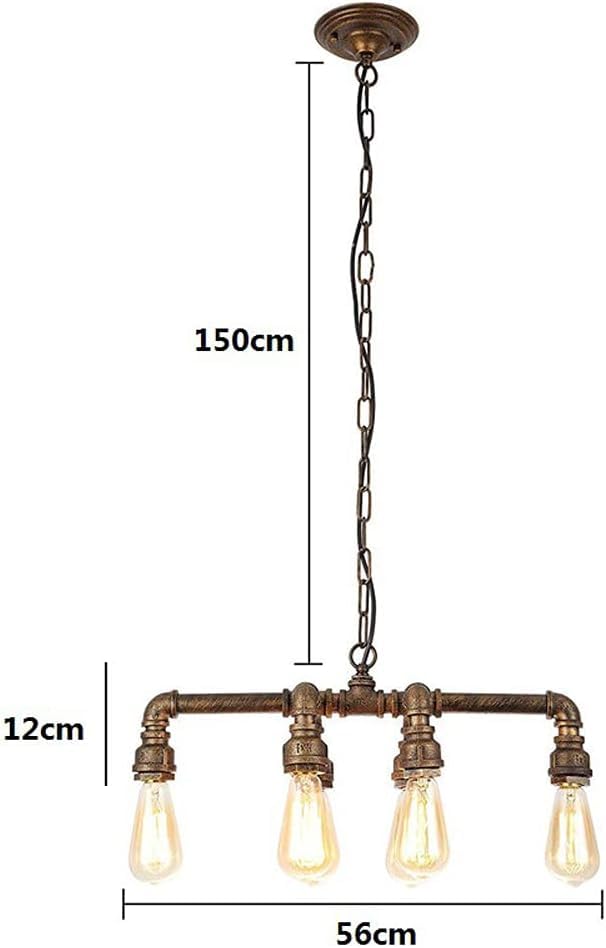 Lustre industriel rétro tuyau d'eau 6 lumières E27 noir pour loft