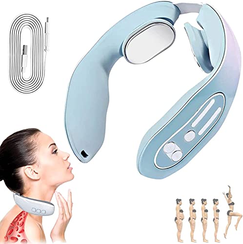 Upgrade EMS Neck Acupoints Lymphvity Massage Device,Electric Pulse Neck Massage for Pain Relief,Intelligent Neck Massage with Heat,Portable Neck Massager, Lymphatic Drainage Machine with 12 Modes,