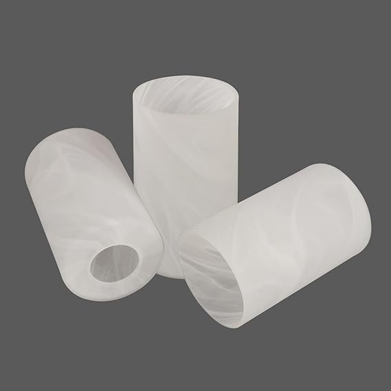 Anmire 3 Pack Alabaster White Cylinder Glass Lamp Shade Replacement