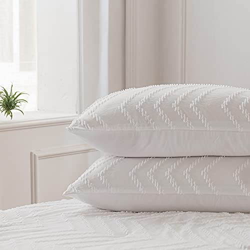 Sleepbella Comforter Set King Size, White Bedding Comforter Set Vertical Tufted Design,Boho King Bed Comforter Set Lightweight And Fluffy (King,104" W X 90" L, 3 Pieces) #TOP3