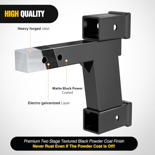 Image of Nilight Trailer Hitch Extension Riser for 2 Inch Receiver with 2 and 8Inch Rise or Drop with Bolt Nut Clip 10,000 lbs Capacity Adjustable Extend 8 inch 10 inch Length Black Coated for Class I-VI Receivers