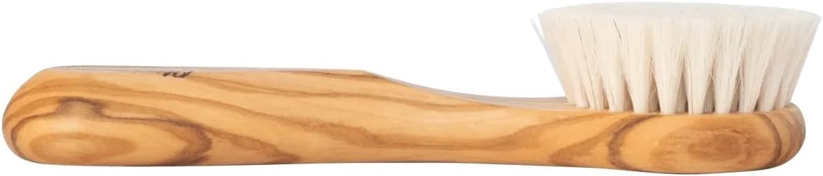 Olive Wood Facial Exfoliating Brush with Very Soft Goat's Hair Bristles by Nessentials