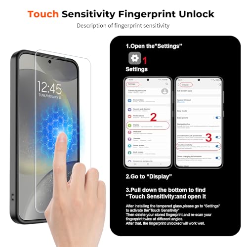 Image of SUPFINE Magnetic for Samsung Galaxy S24 Case / S25 Case with Screen Protector, (Built-in Magnets) (Military Grade Drop Protection) Slim Translucent Shockproof Phone Case,Black