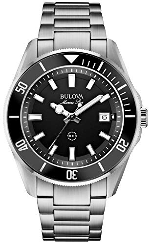 Bulova Mens Montre en Acier Inoxydable Marine Star du Cadran et de la Lunette Noire 98b203