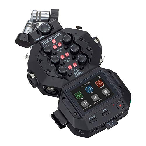 Zoom H8 8-Input/12-Track Portable Handy Recorder Bundle With Zdm-1 Podcast Microphone Pack (2-Pack), Scissor Arms (2-Pack) And 64Gb Memory Card (6 Items) #TOP6