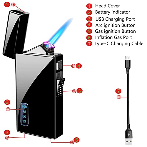 Encendedor 2 en 1 con arco y llama de butano recargable USB miniatura 6