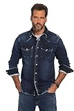 Modern Basic Fit JP 1880 Herren Jeanshemd, FLEXNAMIC, Langarm, Kentkragen, Modern Basic Fit, Western Look Hemden, Blue Denim, XXXL