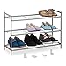 Relaxdays Metalowy regał na buty, 3 poziomy, możliwość rozbudowy, stelaż na buty wys. x szer. x gł. x wys. x gł. 50 x 70 x 26 cm, 9 par butów, otwarty, srebrny
