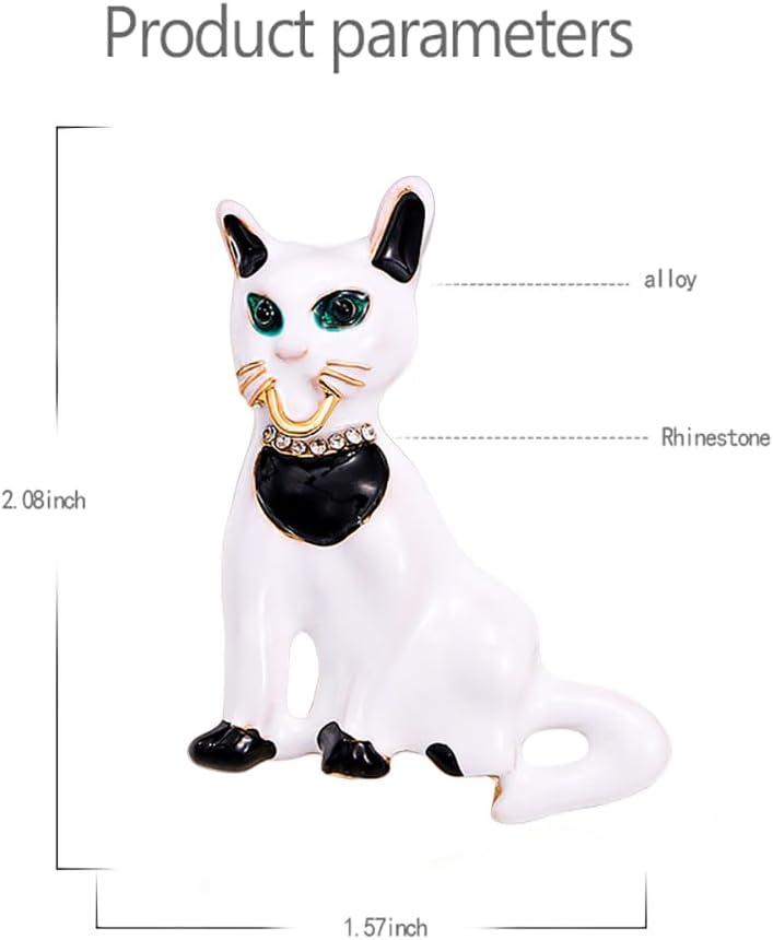 Funky Cat Animal Brooch Pin for Women Unisex Gold Tone Fashion Crystal Choker Kitten Brooches Lapel Pins Cute Dress Accessories Birthday Holiday Jewelry Gift - Image 6