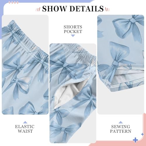 Pajama Bottoms, Blue Bows Pajamas Pant Sleep Long Pants Cartoon Lounge Wear Sleepwear Soft Pjs4