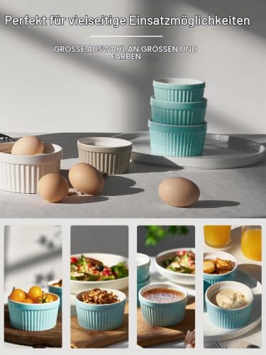 DOWAN Creme Brulee Schälchen, Souffle Förmchen Backofenfest, 6er, 235 ml – Ansicht 4