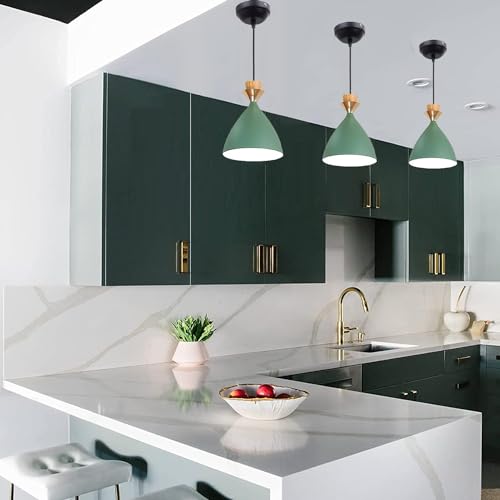 Image of Modern Green Dome Hanging Pendant Light for Ceiling, Aluminium, Antique Decor, E-27 Holder, (Bulb is not Included) Pack of 3