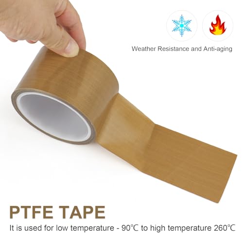 Image of BOMEI PACK PTFE Glass Cloth Tape, 2.4 inchx 33 ft High Temperature PTFE Tape Abrasion Resistant Surface Protection for Vacuum Sealer Machine, Hand Impulse Sealers Insulation Coated