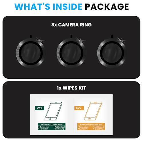 Image of ArmourPro Premium Camera Lens Protector Tempered Glass Compatible For iPhone 16 Pro Max and iPhone 16 Pro Tough HD Individual Aluminum Alloy Rings 9H Camera Cover , Scratch-Resistant,Camera Lens Protection| Black