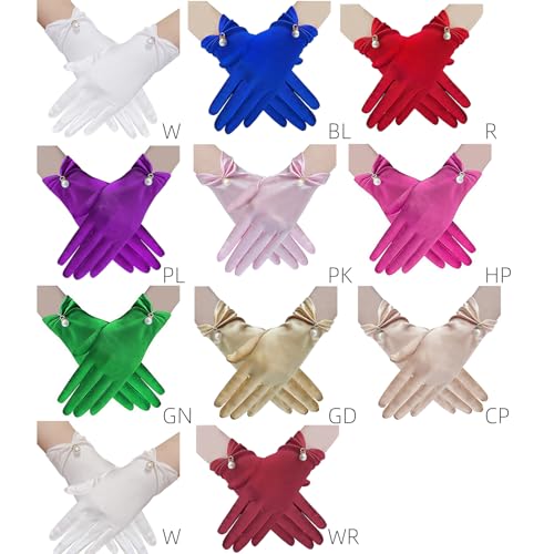 Satins Gloves Evening Gown Gloves with Pearls3